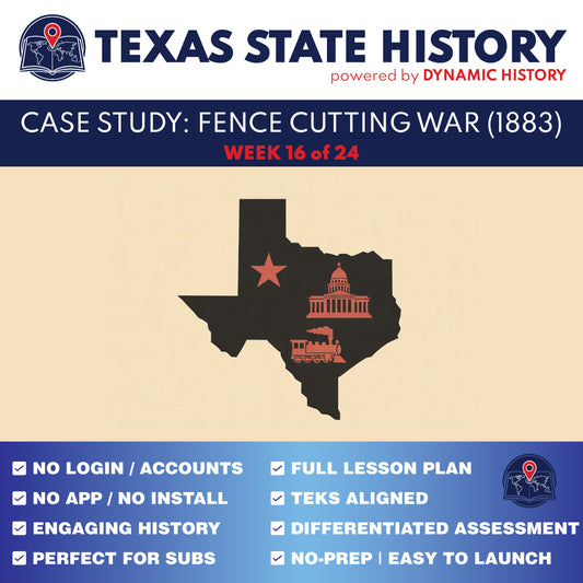 Texas State History - Grade 4 - Fence Cutting War & Changing Texas - Week 16 Full Curriculum