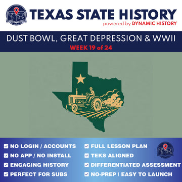 Texas State History - Grade 4 - Dust Bowl, Great Depression & World War II - Week 19 Full Curriculum