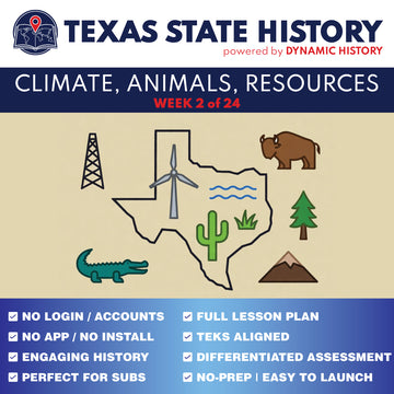 Texas State History - Grade 4 - Climate, Plants, Animals & Resources - Week 2 Full Curriculum
