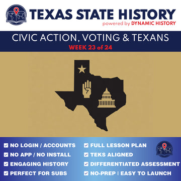 Texas State History - Grade 4 - Civic Action, Voting & Notable Texans - Week 23 Full Curriculum