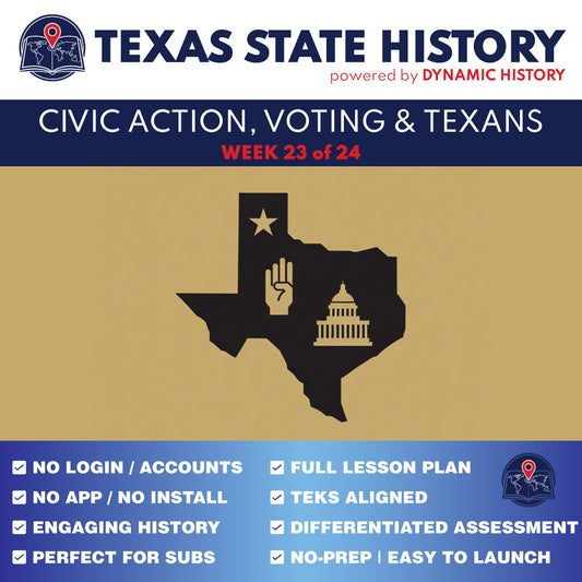 Texas State History - Grade 4 - Civic Action, Voting & Notable Texans - Week 23 Full Curriculum