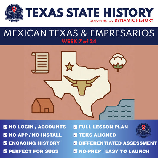 Texas State History - Grade 4 - Mexican Independence, Mexican Texas & Empresarios - Week 7 Full Curriculum