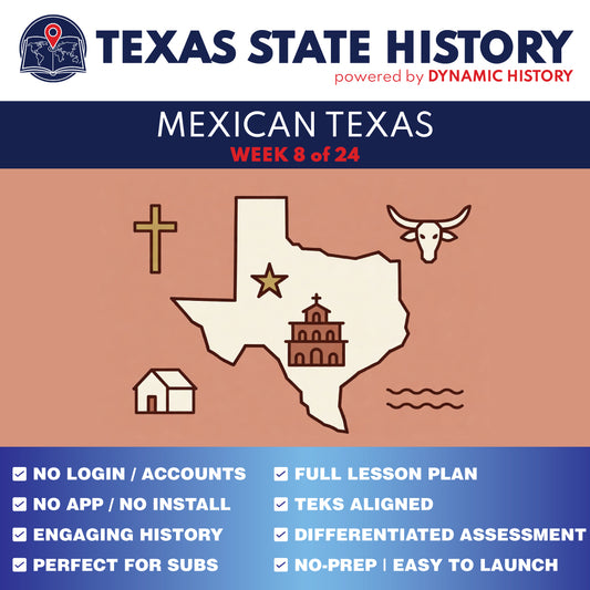 Texas State History - Grade 4 - Mexican Texas: Settlement, Power, and Control - Week 8 Full Curriculum