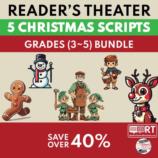 Grades 3 to 5 Christmas Readers Theater Scripts Bundle (5) | SAVE 40%