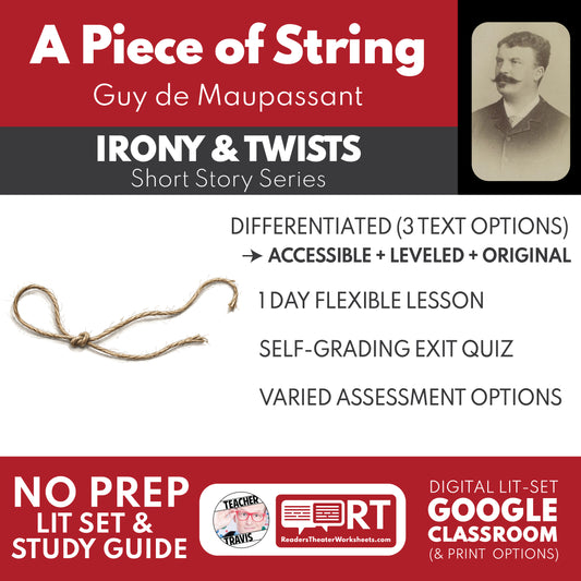 A Piece of String Differentiated Short Story Study Guide & Analysis study guide cover