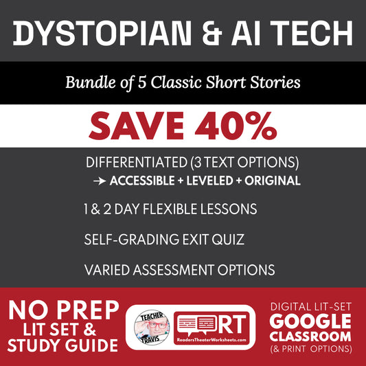 Dystopian & AI Tech Bundle of 5 Short Story Study Guides cover image