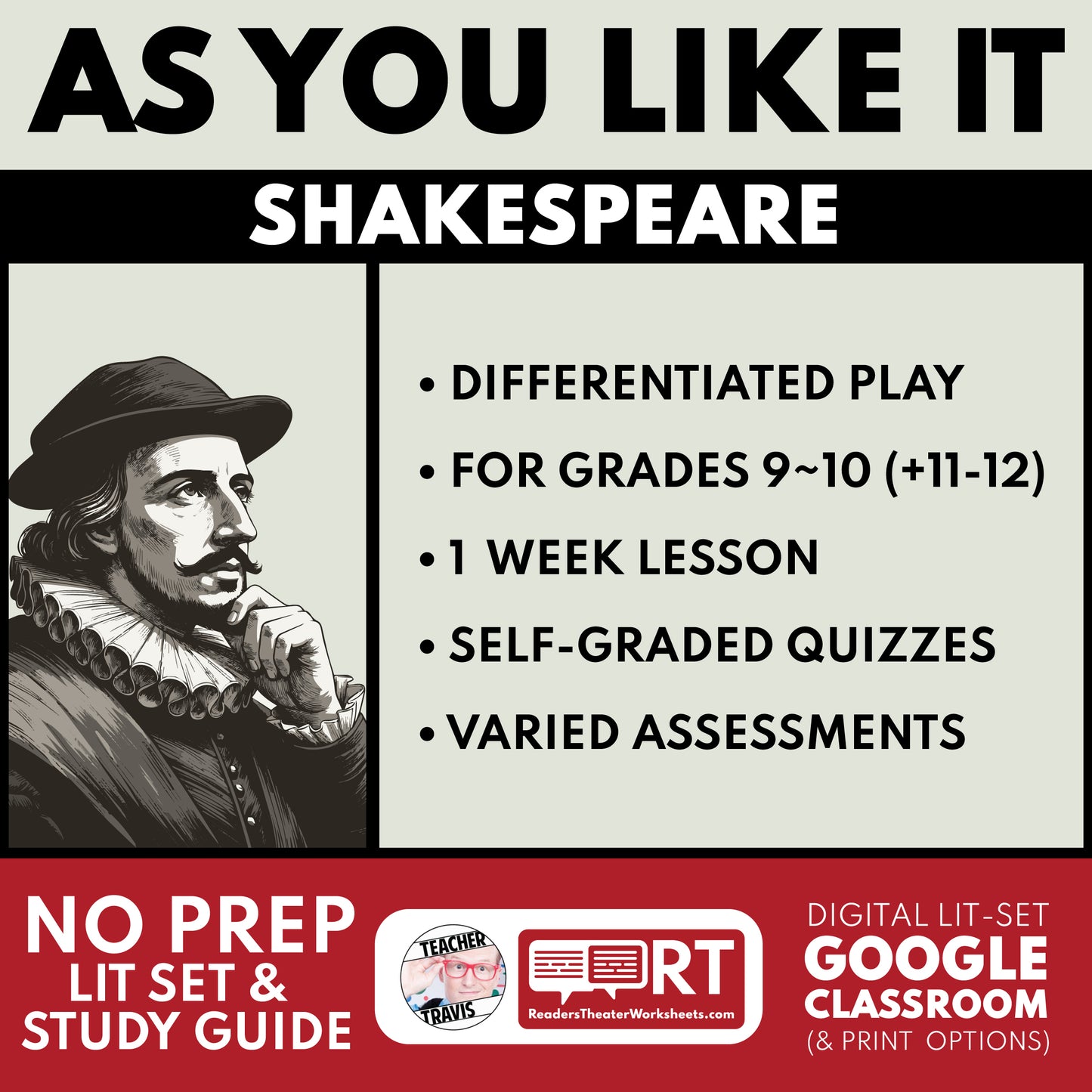As You Like It Differentiated Study Guide & Analysis for Grades 9~12 | No Prep Plays | Shakespeare cover image