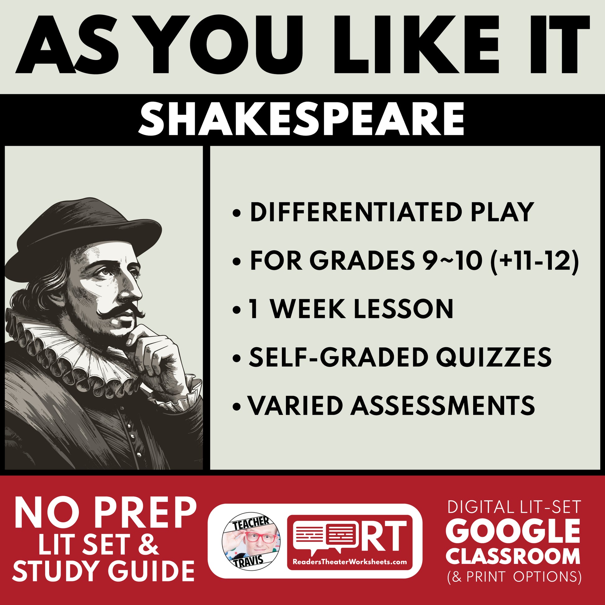 As You Like It Differentiated Study Guide & Analysis for Grades 9~12 | No Prep Plays | Shakespeare cover image