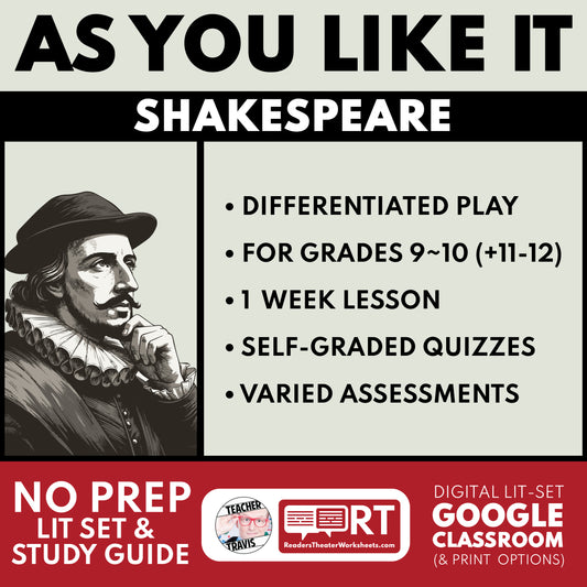 As You Like It Differentiated Study Guide & Analysis for Grades 9~12 | No Prep Plays | Shakespeare cover image