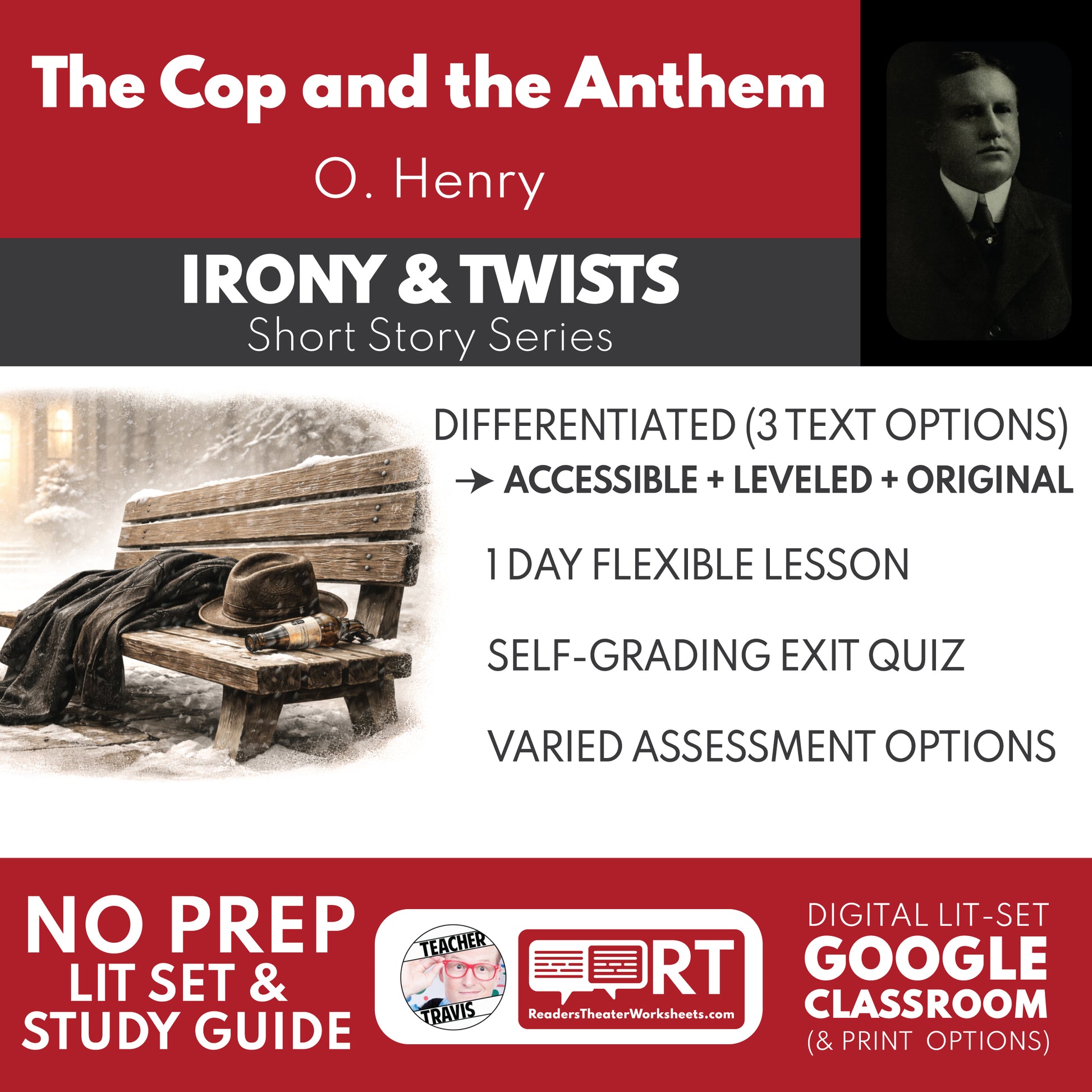 The Cop and the Anthem Differentiated Short Story Study Guide & Analysis study guide cover