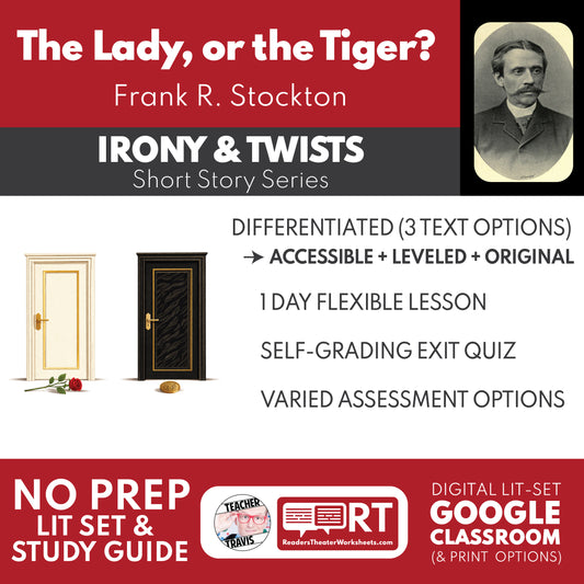 The Lady, or the Tiger? Differentiated Short Story Study Guide & Analysis study guide cover
