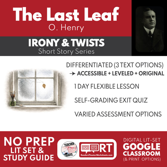 The Last Leaf Differentiated Short Story Study Guide & Analysis study guide cover