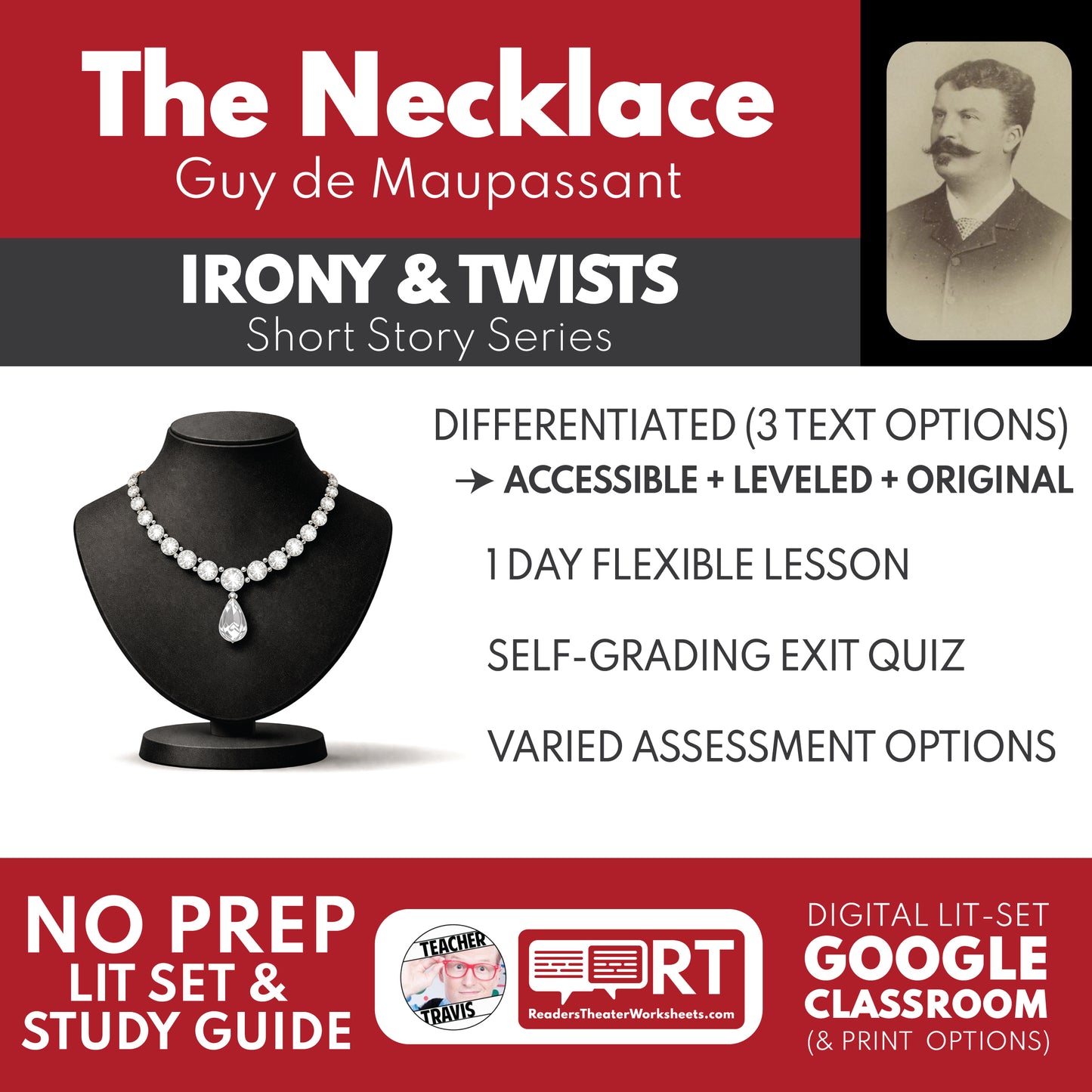 The Necklace Differentiated Short Story Study Guide & Analysis study guide cover