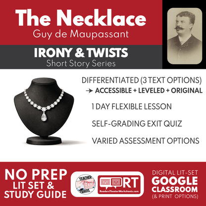 The Necklace Differentiated Short Story Study Guide & Analysis study guide cover