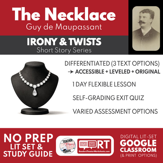 The Necklace Differentiated Short Story Study Guide & Analysis study guide cover